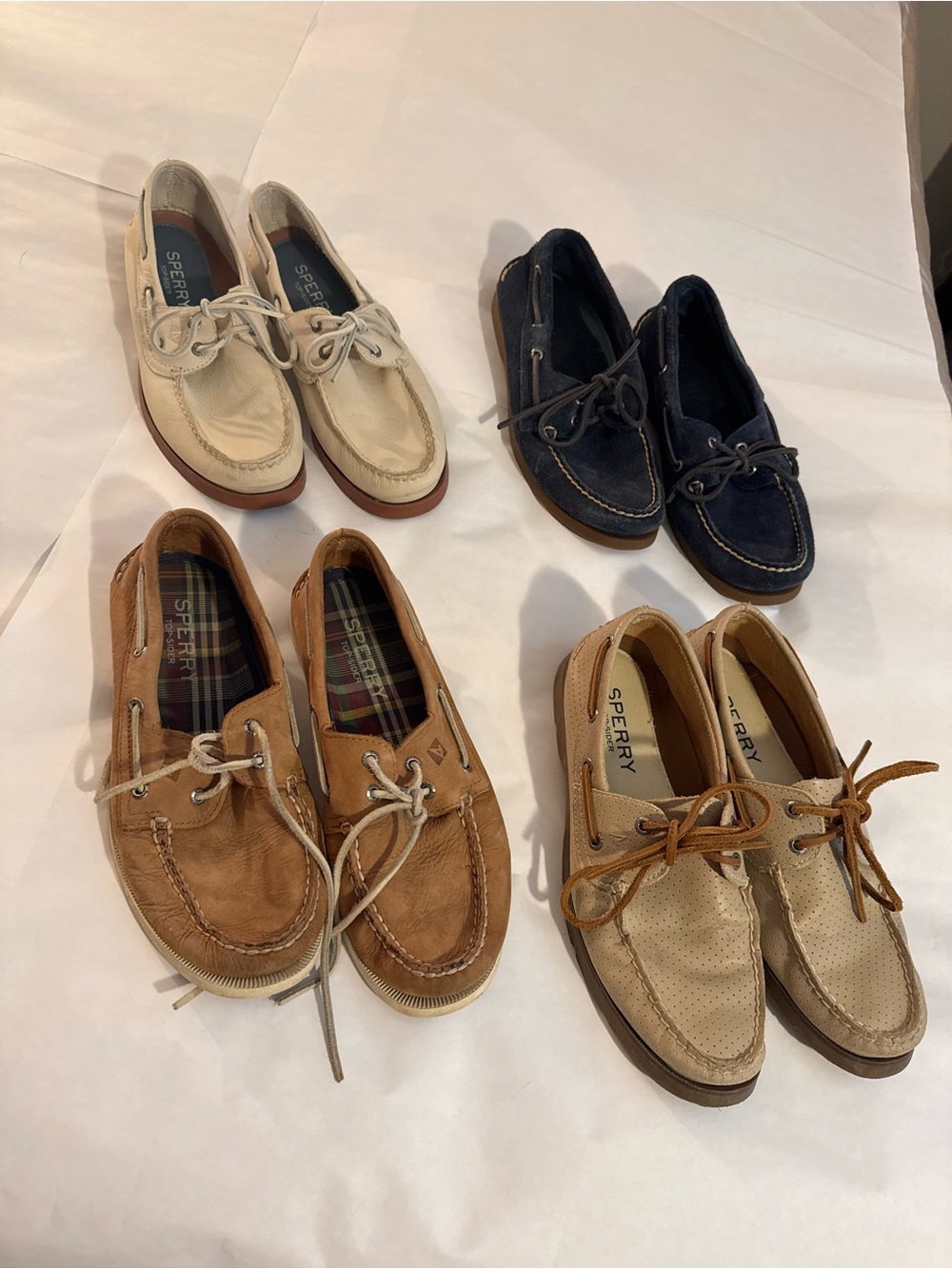 Sperry Men’s Boat Shoe Lot – Navy, Tan, Brown, Cream